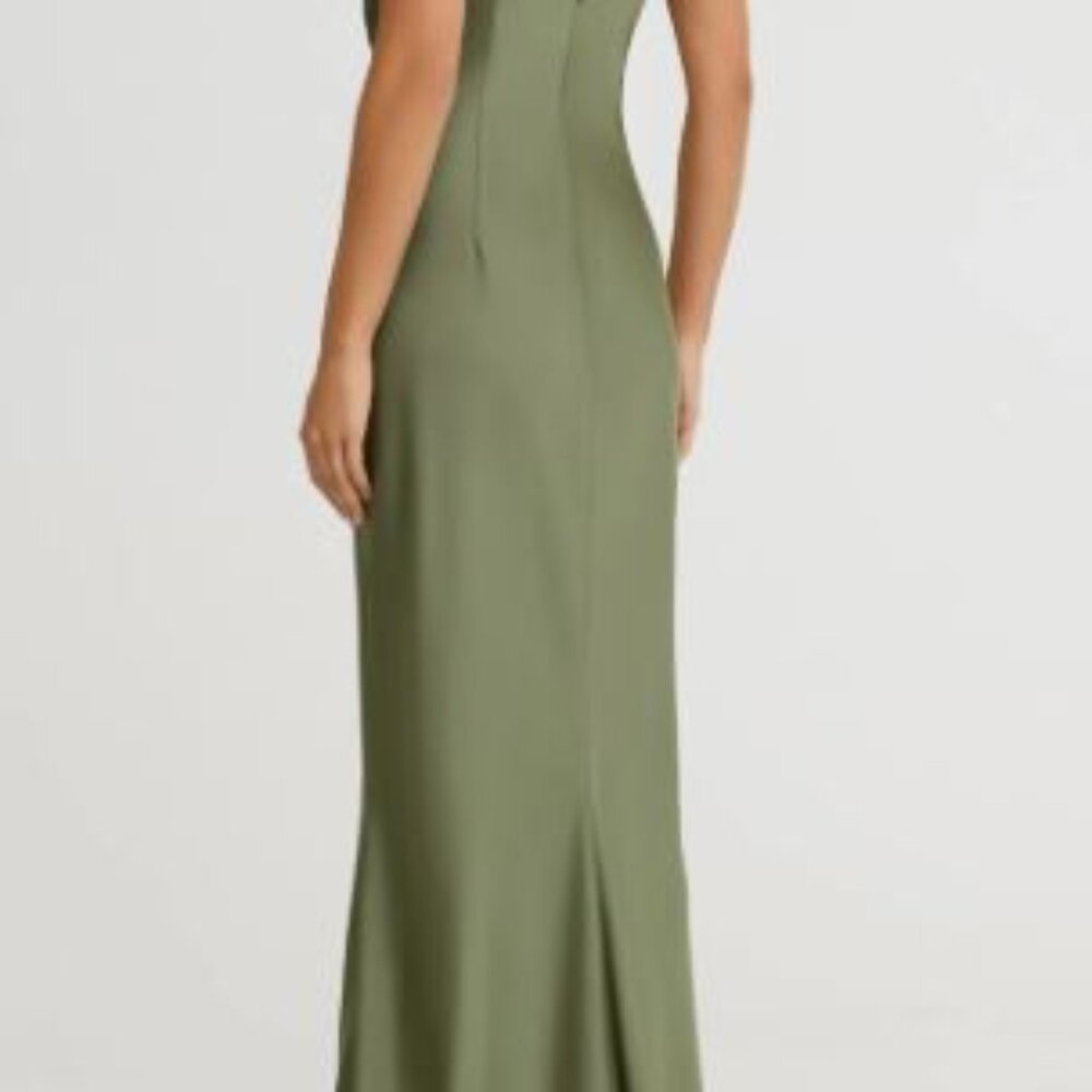 Significant Other Lucile Strapless Satin Gown with Train | Green/Pesto | US4 - Picture 3 of 6